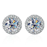 50Cts Round Square Silicone Moissanite Earrings Stud S925 Silver Wedding