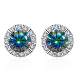 50Cts Round Square Silicone Moissanite Earrings Stud S925 Silver Wedding