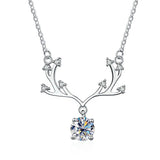 1CT Elk Moissanite Pendant 925 Silver Wedding Necklace