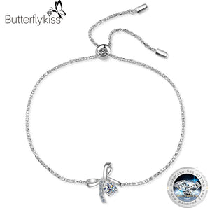 Sterling Silver Bowknot Bracelet 0.3Ct Moissanite Chain Jewelry