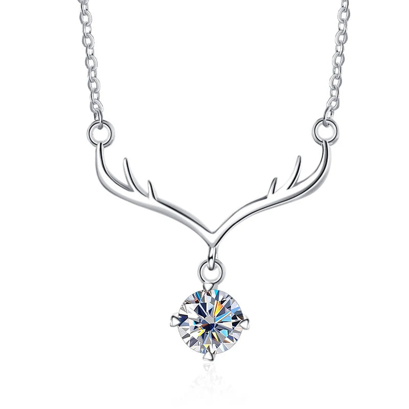 Christmas Elk Necklace 1.0Ct Moissanite Diamond Pendant