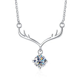 Christmas Elk Necklace 1.0Ct Moissanite Diamond Pendant
