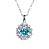 Moissanite Diamond Flower Pendant Necklace 925 Silver Chains Xmas Gift