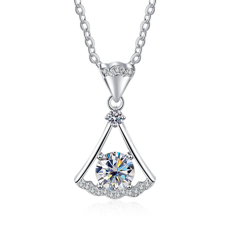 Moissanite Necklace Skirt Pendant 1.0CT Sterling Silver Lab Diamond