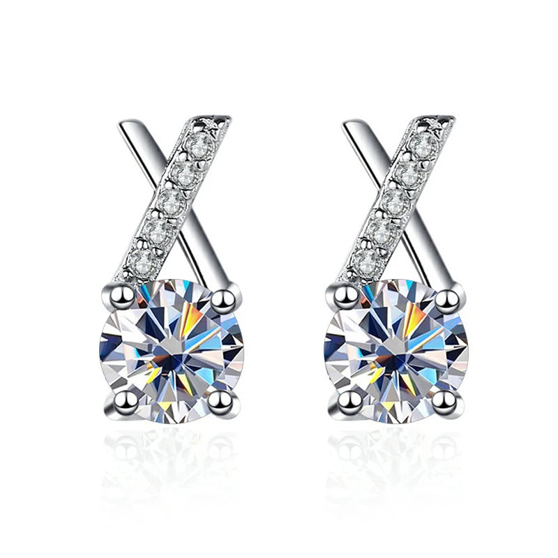 0.5CT Moissanite Stud Earrings S925 Silver D Gemstone Fine Jewelry Gift
