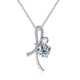 1Ct Moissanite Pendant D Bowknot Sparkling 100% S925 Sterling Silver Jewelry