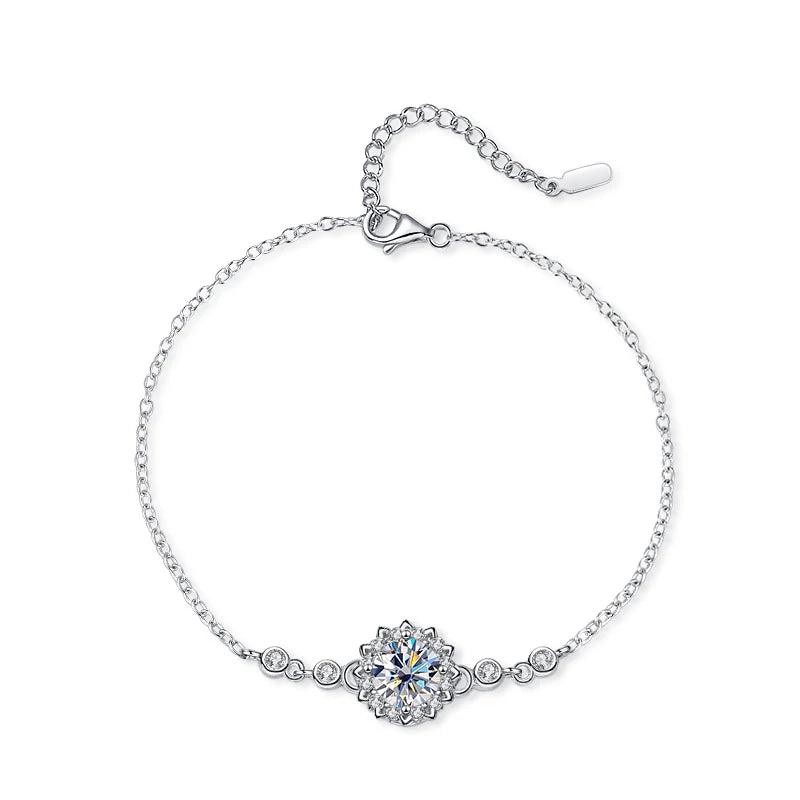1.0ct Moissanite Bracelet 925 Silver High Women's Wedding Jewelry