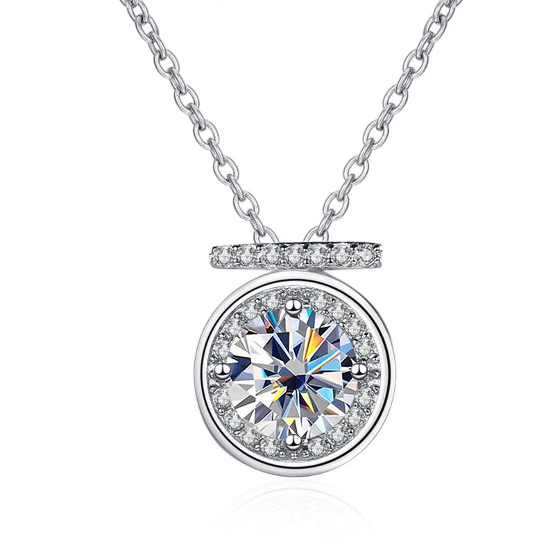 S925 1ct D Moissanite Necklace Classic Round Cut Pendant