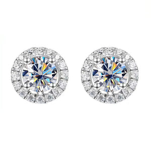 S925 Silver 1.0ct Moissanite Stud Earring Pair