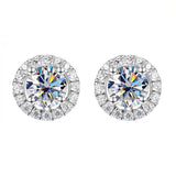 S925 Silver 1.0ct Moissanite Stud Earring Pair