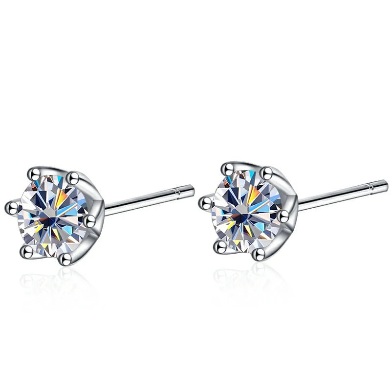 0.5CT Moissanite Earrings D VVS1 Stud S925 Sterling Silver Fine Jewelry