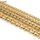 3MM5MM7MM Cuban Link Chain Stainless Steel Necklace Waterproof 18 K Plated