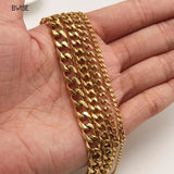 3MM5MM7MM Cuban Link Chain Stainless Steel Necklace Waterproof 18 K Plated