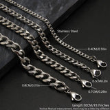 3MM5MM7MM Cuban Link Chain Stainless Steel Necklace Waterproof 18 K Plated