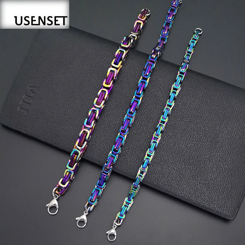 Byzantine Bracelet Stainless Steel 5MM 6MM 7MM Colorful Bangles