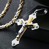 Byzantine Chain Crucifix Christ Jesus Pendant Necklace Multilayer Crystal