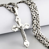 Byzantine Chain Crucifix Christ Jesus Pendant Necklace Multilayer Crystal
