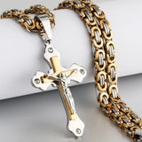 Byzantine Chain Crucifix Christ Jesus Pendant Necklace Multilayer Crystal