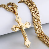 Byzantine Chain Crucifix Christ Jesus Pendant Necklace Multilayer Crystal