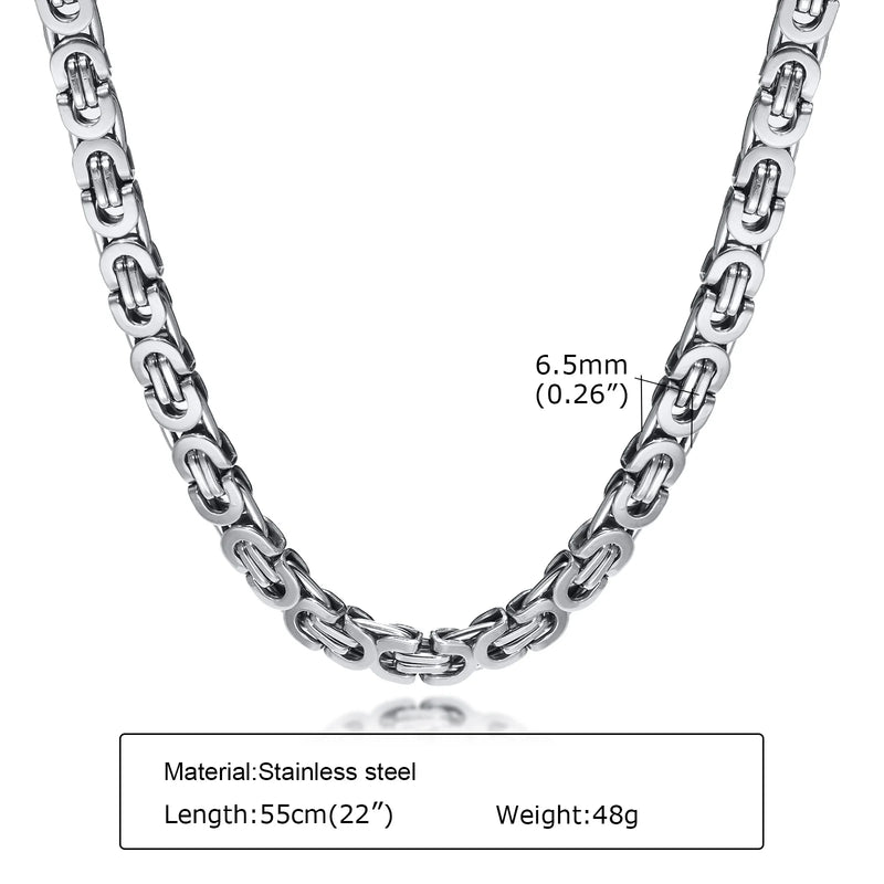 Byzantine Chain Necklace, Stainless Steel Link Chain Necklaces