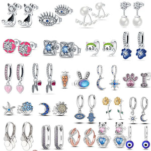 925 Silver Heart Earrings for Girls