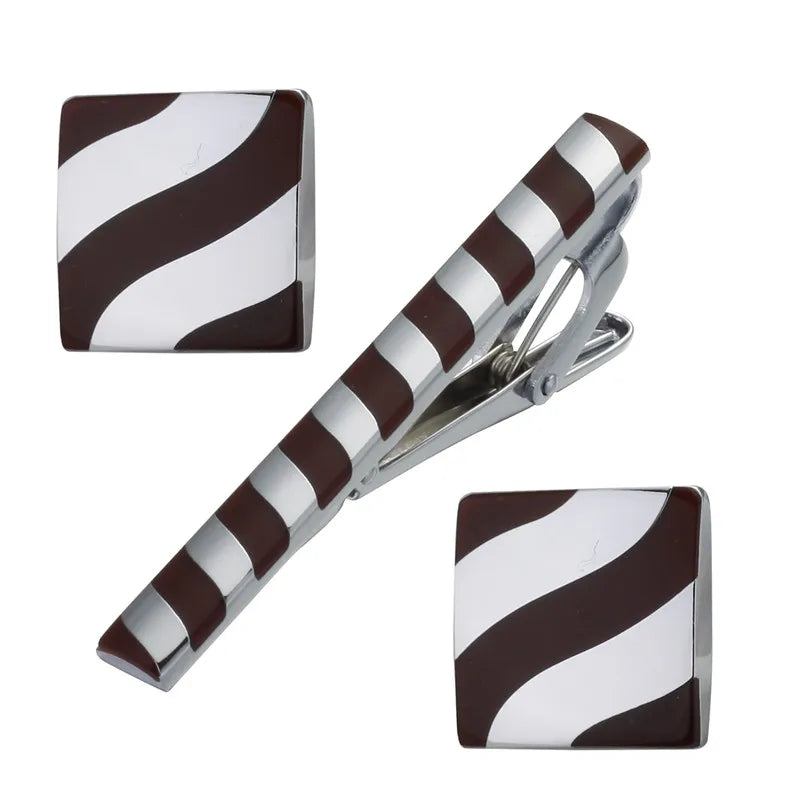 C-MAN 13 styles Men Classic Cufflink and Tie Clip Set