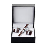 C-MAN Classic Men Cufflink and Tie Clip Set Red Business Shirt Bar Set
