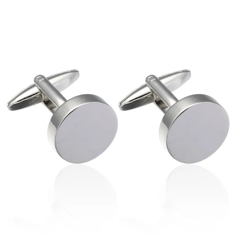 C-MAN Round Metal Cufflinks for Men Shirt Cuff