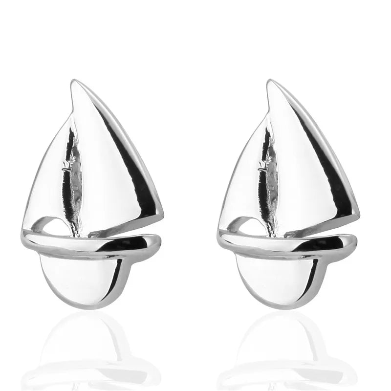 Sailboat Cufflinks Silver Tone Mens Cuff Buttons High Jewelry