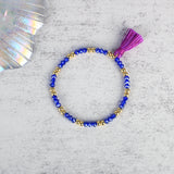 Boho Crystal Beaded Bracelets with Tassels Pendant for Beach Women