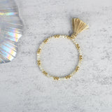 Boho Crystal Beaded Bracelets with Tassels Pendant for Beach Women