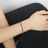 Boho Crystal Beaded Bracelets with Tassels Pendant for Beach Women