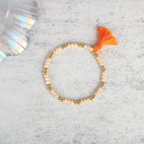 Boho Crystal Beaded Bracelets with Tassels Pendant for Beach Women