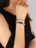 QUAN CHI Beach Stretch Bracelets Tila Beads Boho Friendship Charm Bracelets