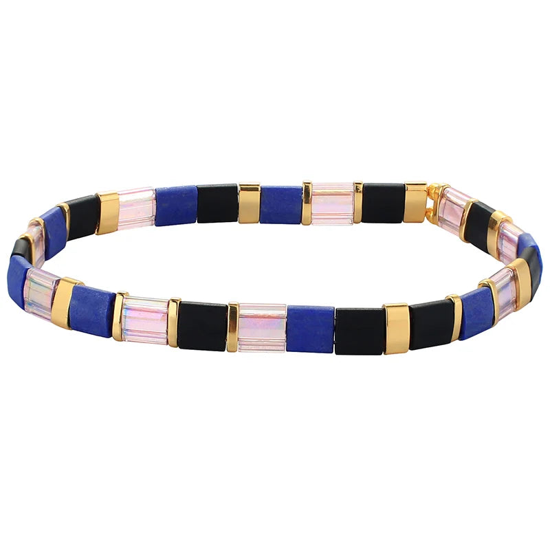 QUAN CHI Beach Stretch Bracelets Tila Beads Boho Friendship Charm Bracelets