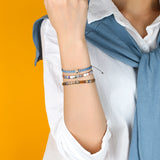 QUAN CHI Enamel Bracelet For Women Beaded Charm Stretch Bracelet