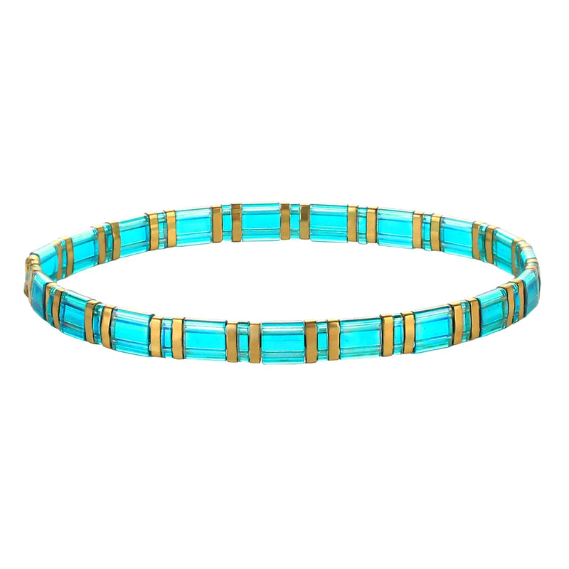 QUAN CHI Enamel Bracelet For Women Beaded Charm Stretch Bracelet