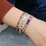 QUAN CHI Enamel Bracelet For Women Beaded Charm Stretch Bracelet