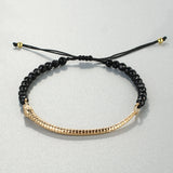 QUAN CHI Golden Plated Bar Bracelet - Elegant Crystal Beaded Charm Jewelry