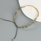 QUAN CHI Golden Plated Bar Bracelet - Elegant Crystal Beaded Charm Jewelry