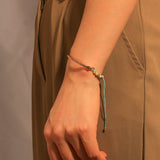 QUAN CHI Golden Plated Bar Bracelet - Elegant Crystal Beaded Charm Jewelry