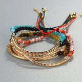 QUAN CHI Golden Plated Bar Bracelet - Elegant Crystal Beaded Charm Jewelry