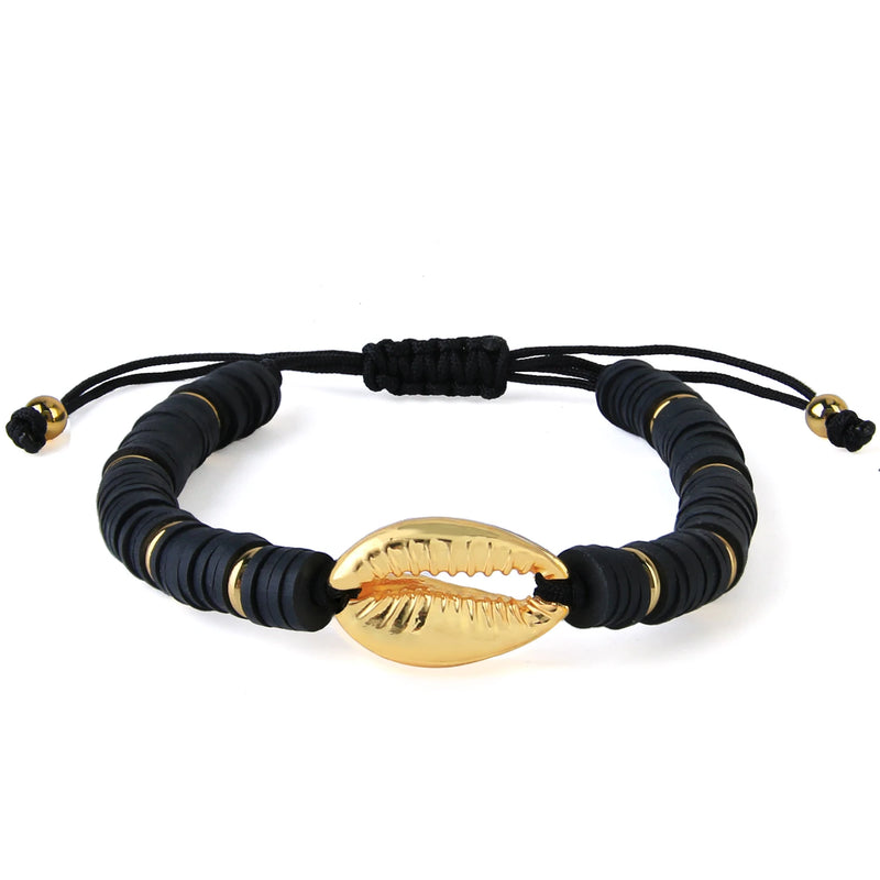 Quan Chi Heishi Beaded Bracelet Plated Shell Adjustable Charm Bracelet