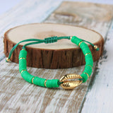 Quan Chi Heishi Beaded Bracelet Plated Shell Adjustable Charm Bracelet