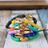 Quan Chi Heishi Beaded Bracelet Plated Shell Adjustable Charm Bracelet