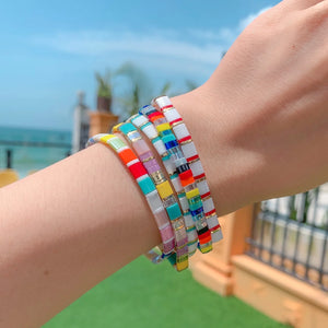 C?QUAN CHI Rainbow Stretch Bracelets Tila Beads Colorful Bracelets