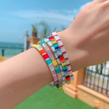 C?QUAN CHI Rainbow Stretch Bracelets Tila Beads Colorful Bracelets