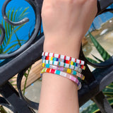 C?QUAN CHI Rainbow Stretch Bracelets Tila Beads Colorful Bracelets