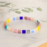 C?QUAN CHI Rainbow Stretch Bracelets Tila Beads Colorful Bracelets
