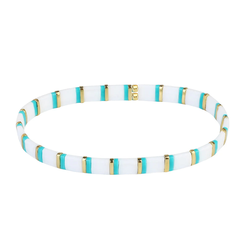 C?QUAN CHI Rainbow Stretch Bracelets Tila Beads Colorful Bracelets